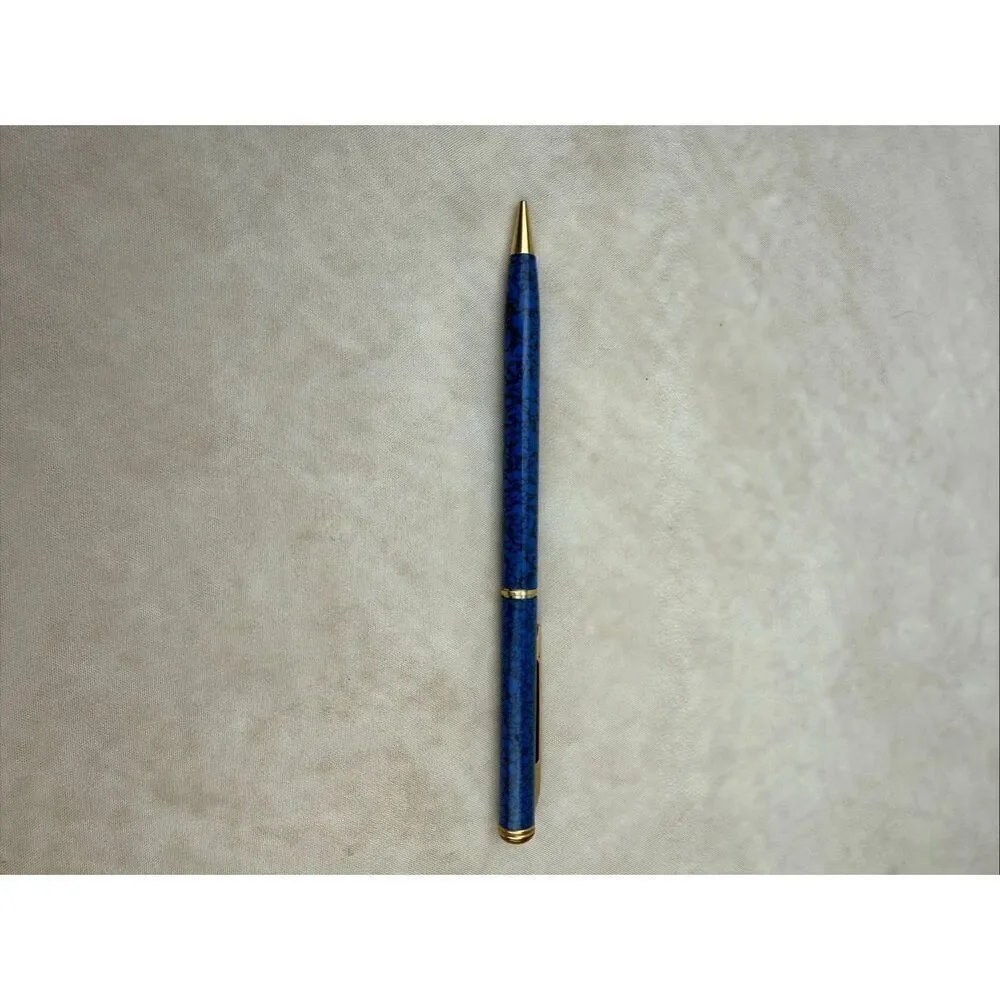 Vintage Metal Mechanical Pencil Blue and Gold Writes